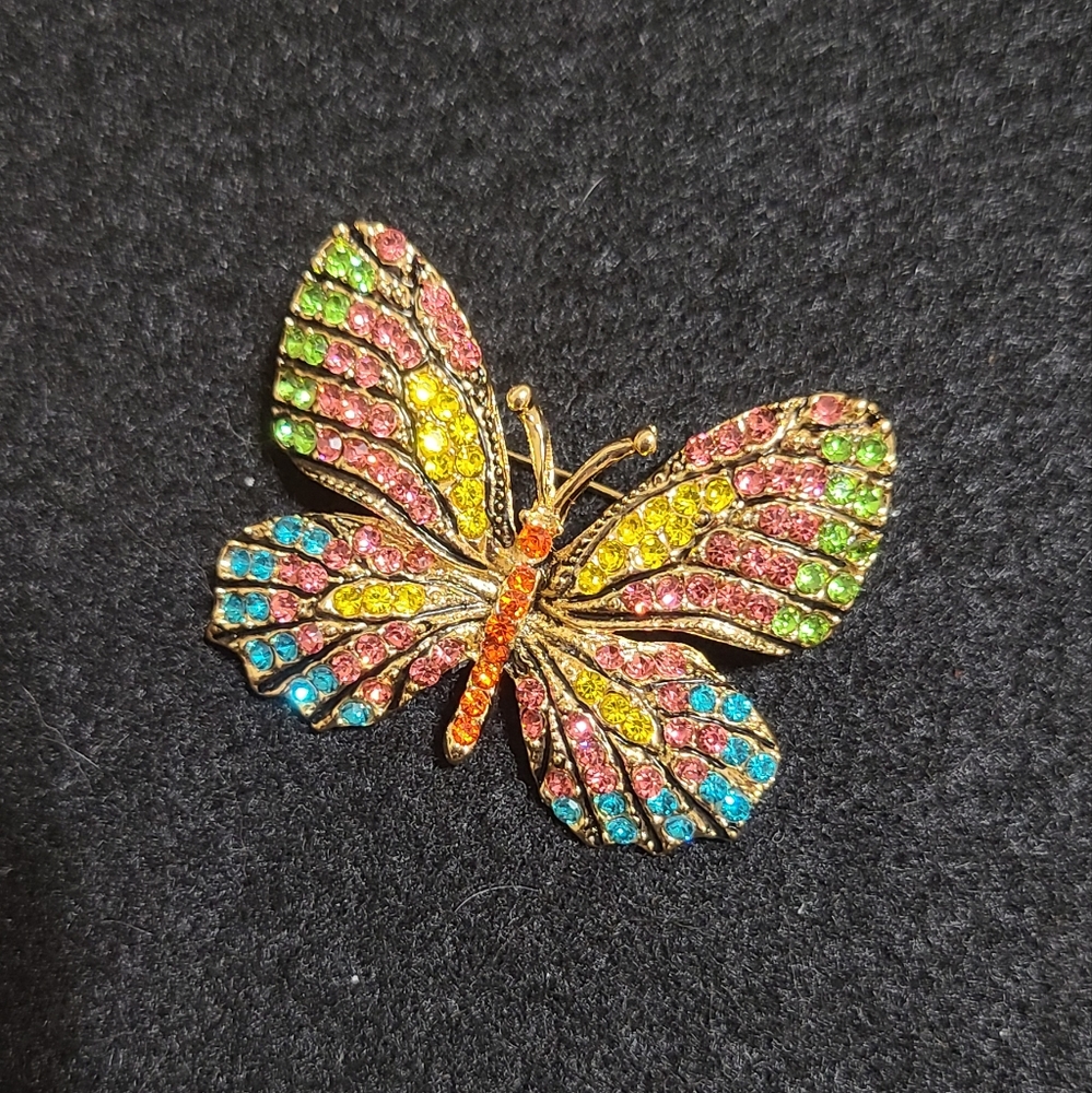 Butterfly Rhinestone Brooch - Picture 1 of 3